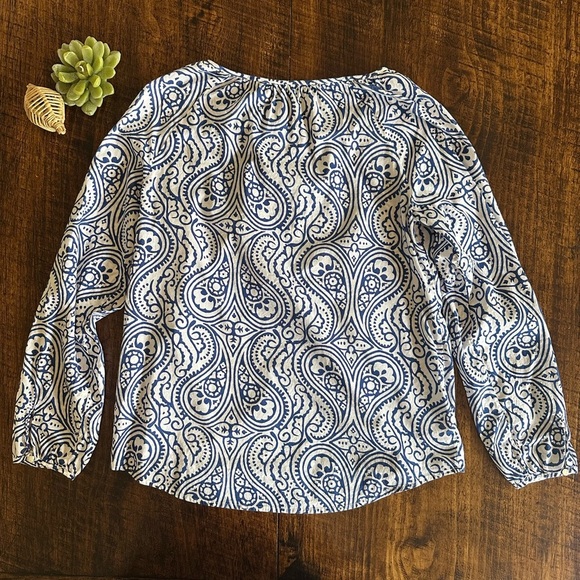 Talbots | Boho 100% Cotton Paisley Beaded Blouse - Picture 2 of 9